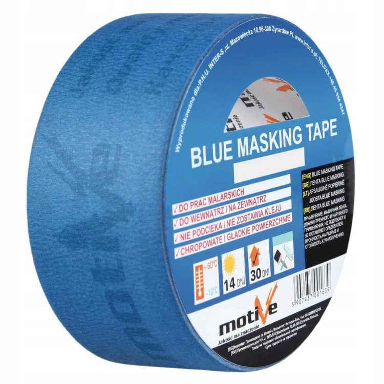 MOTIVE Blue Masking Tape – rolka z etykietą
