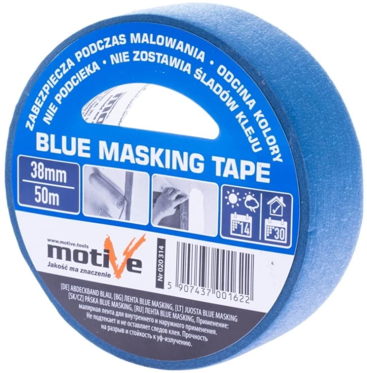 MOTIVE Blue Masking Tape – rolka z etykietą