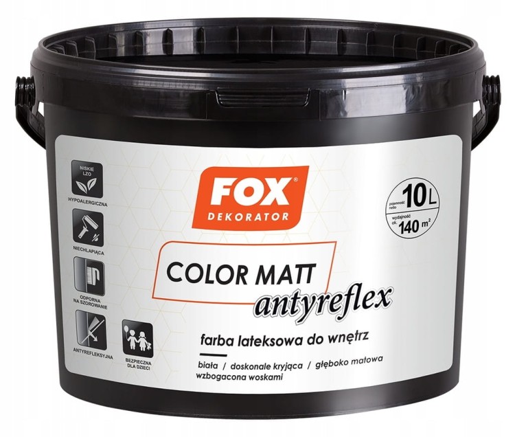 FOX DEKORATOR COLOR MATT ANTYREFLEX biała 10l