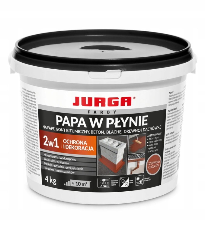 Papa w płynie CZERWONA Farba DACH dekoracyjna 4kg