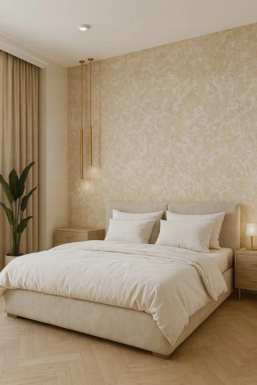 Provence Jasny Beż Design Decowant – aranżacja sypialni z jasną dekoracją