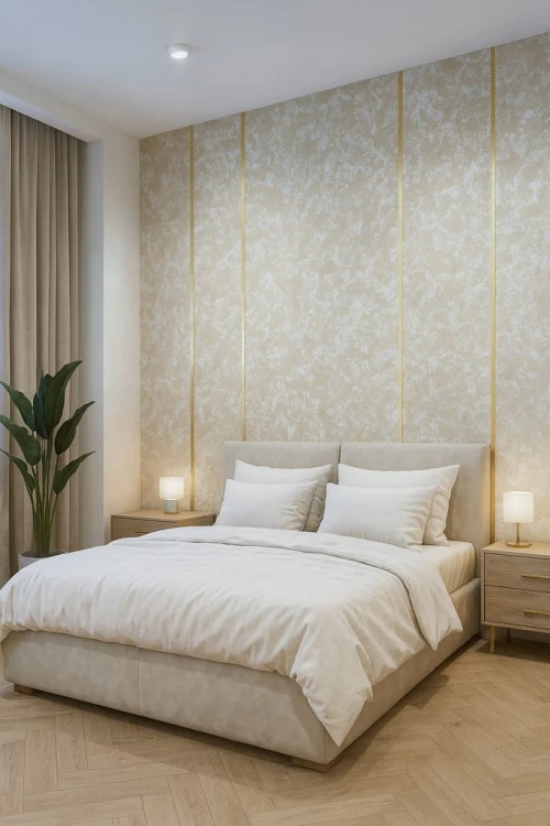 Provence Kaszmir Design Decowant – aranżacja sypialni z dekoracją ścienną