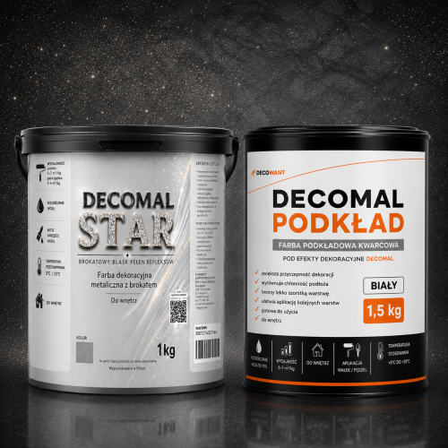 ZESTAW FARBY DEKORACYJNEJ Z BROKATEM DECOMAL STAR GRAFITOWA GWIAZDA 5-7M2