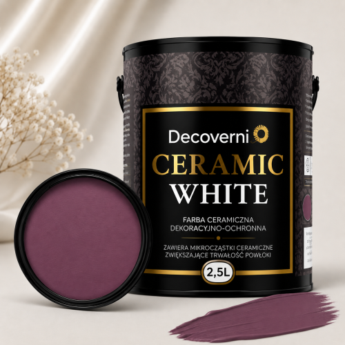 Farba ceramiczna zmywalna Decoverni Ceramic White Śliwkowy 2,5L