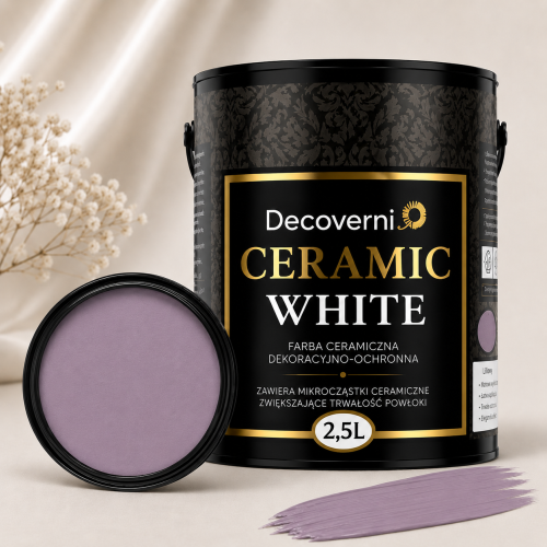 Farba ceramiczna zmywalna Decoverni Ceramic White Liliowy 2,5L