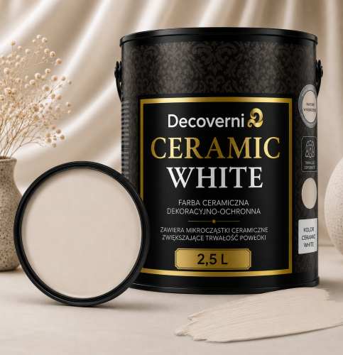 Farba ceramiczna zmywalna Decoverni Ceramic White Mokka 2,5L
