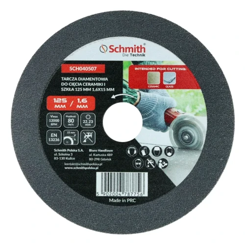 Schmith – tarcza diamentowa 125 × 1,6 mm do szkła i ceramiki
