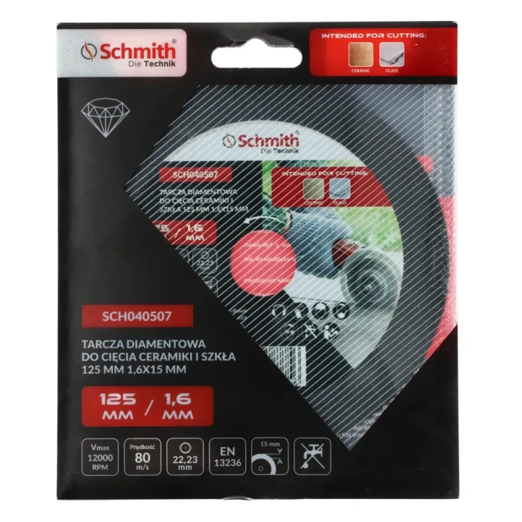 Schmith – tarcza diamentowa 125 × 1,6 mm do szkła i ceramiki