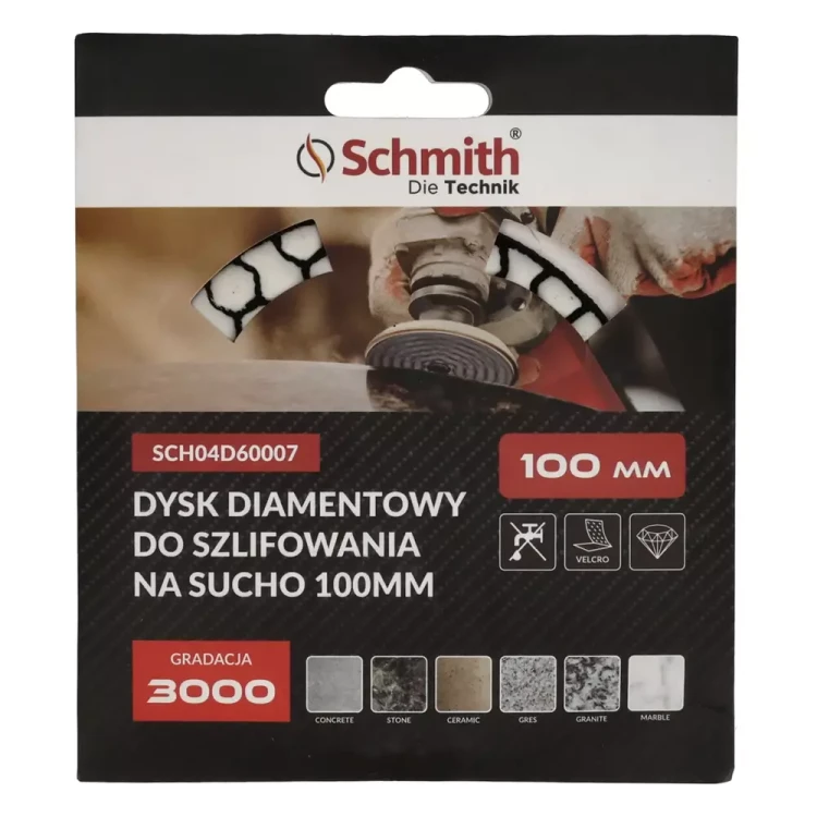 Schmith – dysk diamentowy 100 mm, gradacja 3000, na sucho
