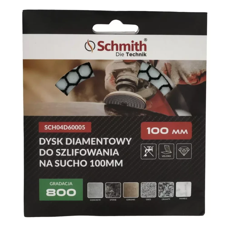 Schmith – dysk diamentowy 100 mm, gradacja 800, na sucho