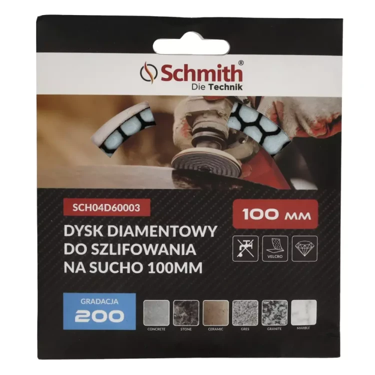 Schmith – dysk diamentowy 100 mm, gradacja 200, na sucho