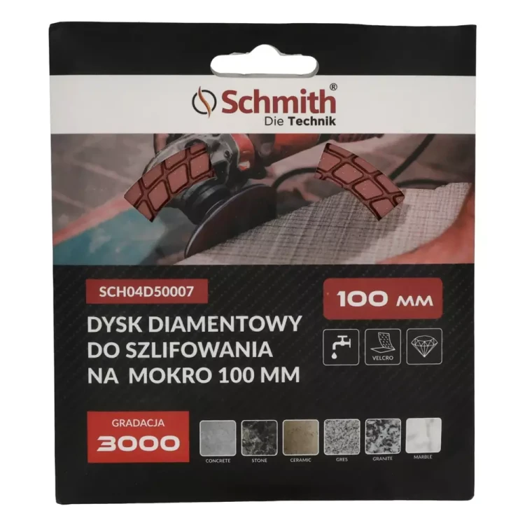 Schmith – dysk diamentowy 100 mm, gradacja 3000, na mokro