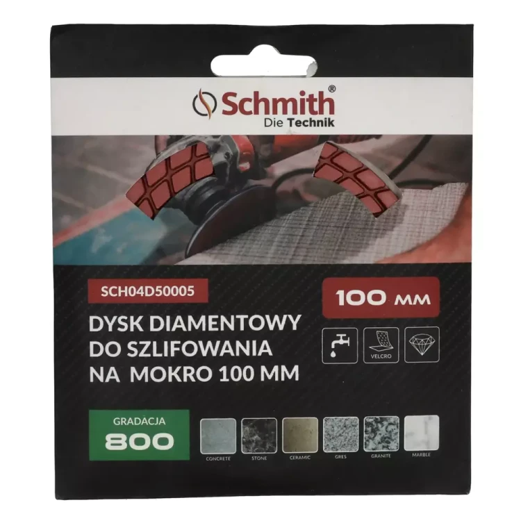 Schmith – dysk diamentowy 100 mm, gradacja 800, na mokro
