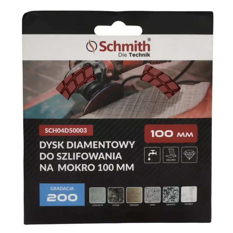 Schmith – dysk diamentowy 100 mm, gradacja 200, na mokro