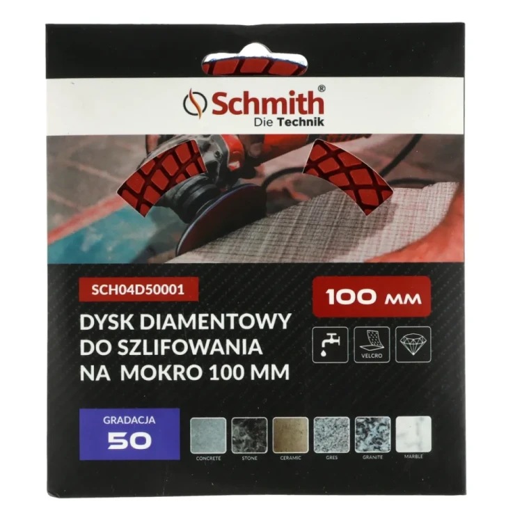 Schmith – dysk diamentowy 100 mm, gradacja 50, na mokro