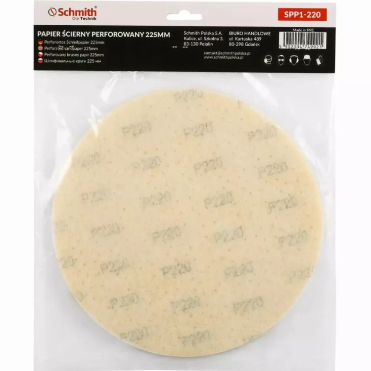 Schmith – papier ścierny perforowany 225 mm P220, 5 szt.
