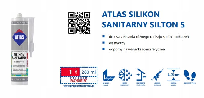 ATLAS Silikon Sanitarny Silton S – grafika informacyjna