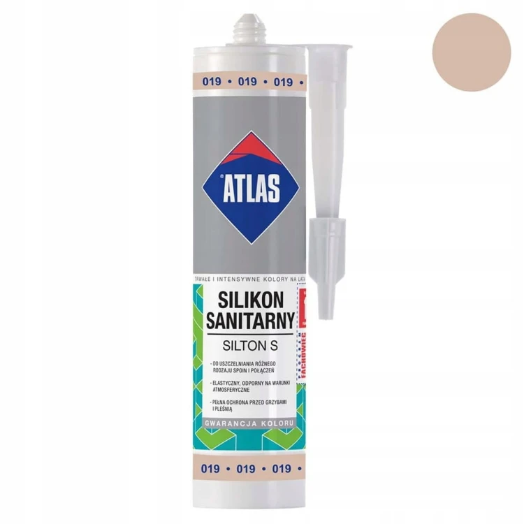 ATLAS Silikon S Jasnobeżowy – kartusz i próbka