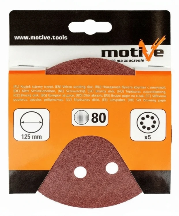 Motive – krążki ścierne P80 na rzep, 5 szt.