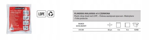 Folia malarska INTER-S 010 204 – czerwona, 4 × 5 m, 60 µm