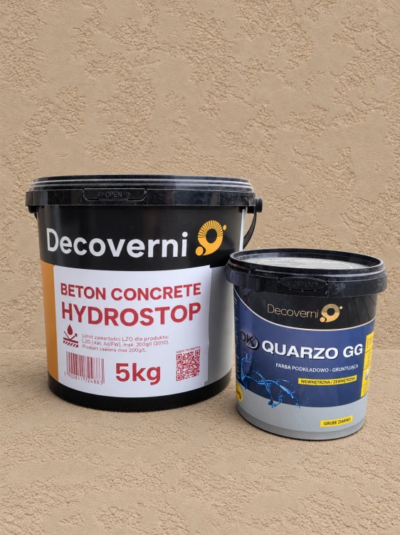 ZESTAW BETON HYDROFOBOWY PIASKOWY BEŻ 5 KG + GRUNT QUARZO GG