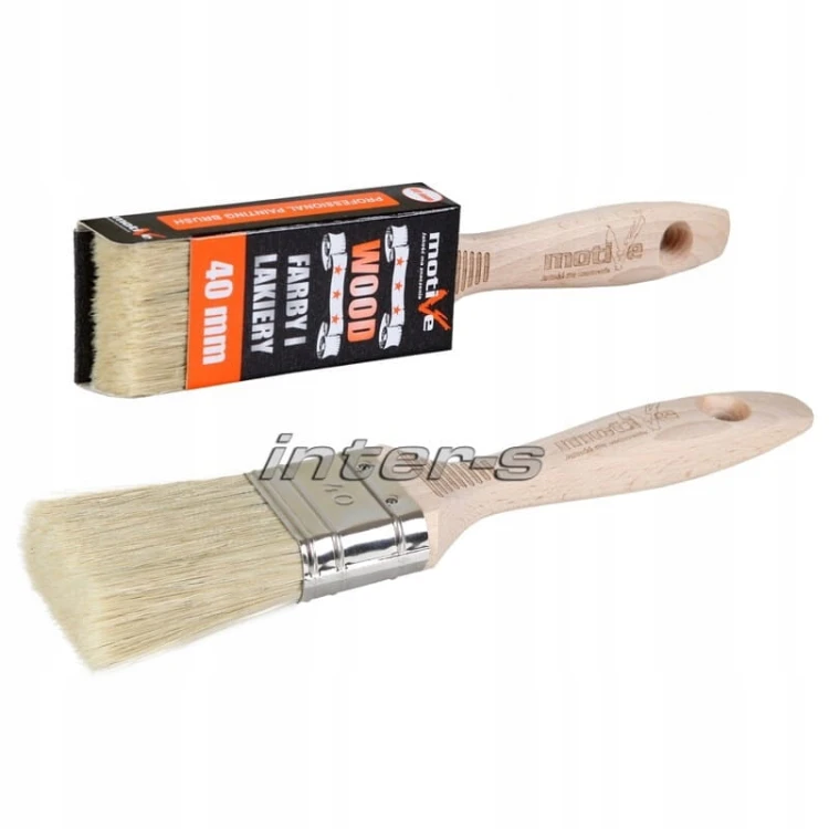 Pędzel MOTIVE Wood 40 mm – narzędzie i opakowanie